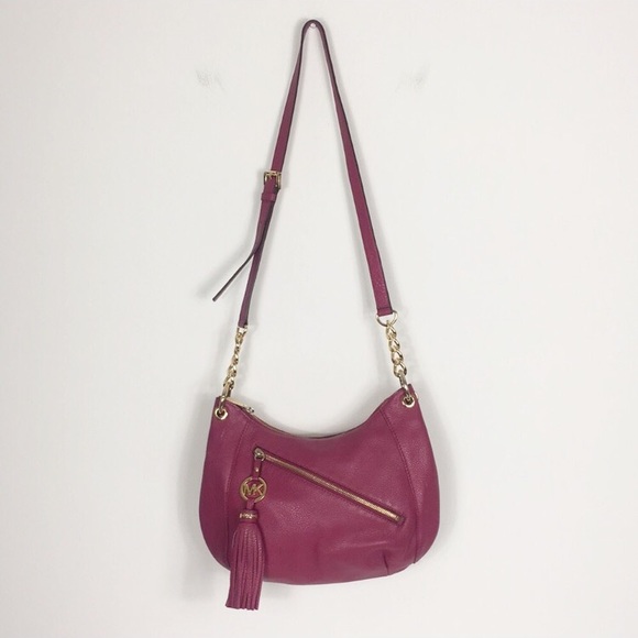 Michael Kors Handbags - Michael Kors Cranberry Leather Crossbody Purse